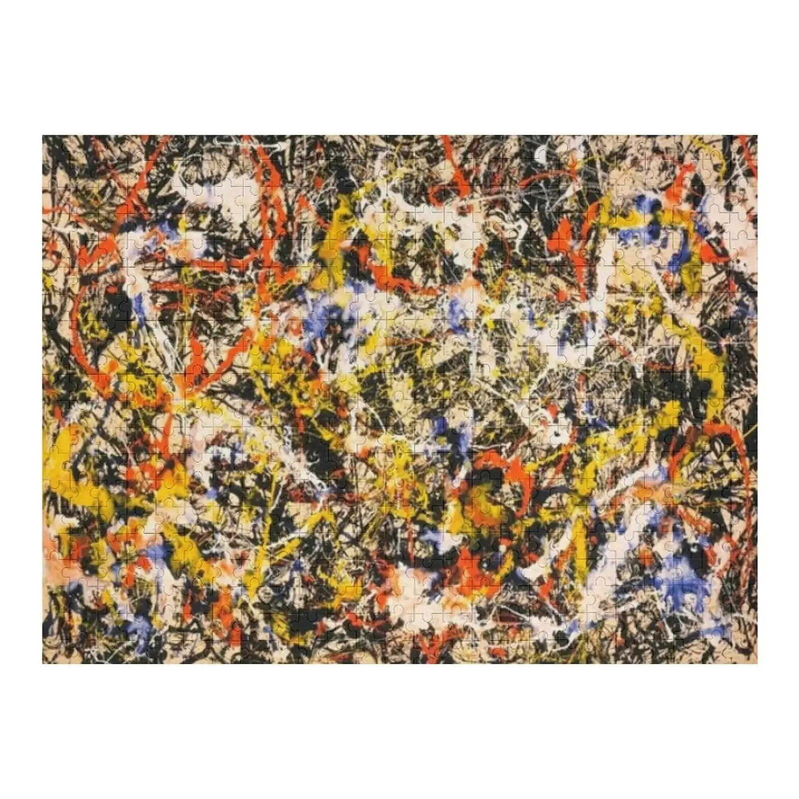 

Abstract Jackson Pollock Painting Original Art ,artwork by Jackson Pollock, red, yellow, blue, black, Jigsaw Puzzle