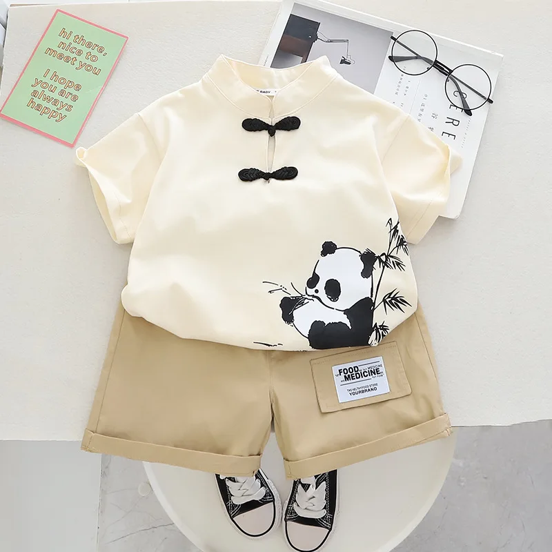 

Children Sets for Boys Suit Baby Hanfu Panda Short Sleeve + Shorts Two-piece Set Sale Price Loungwear Outfit Homewear
