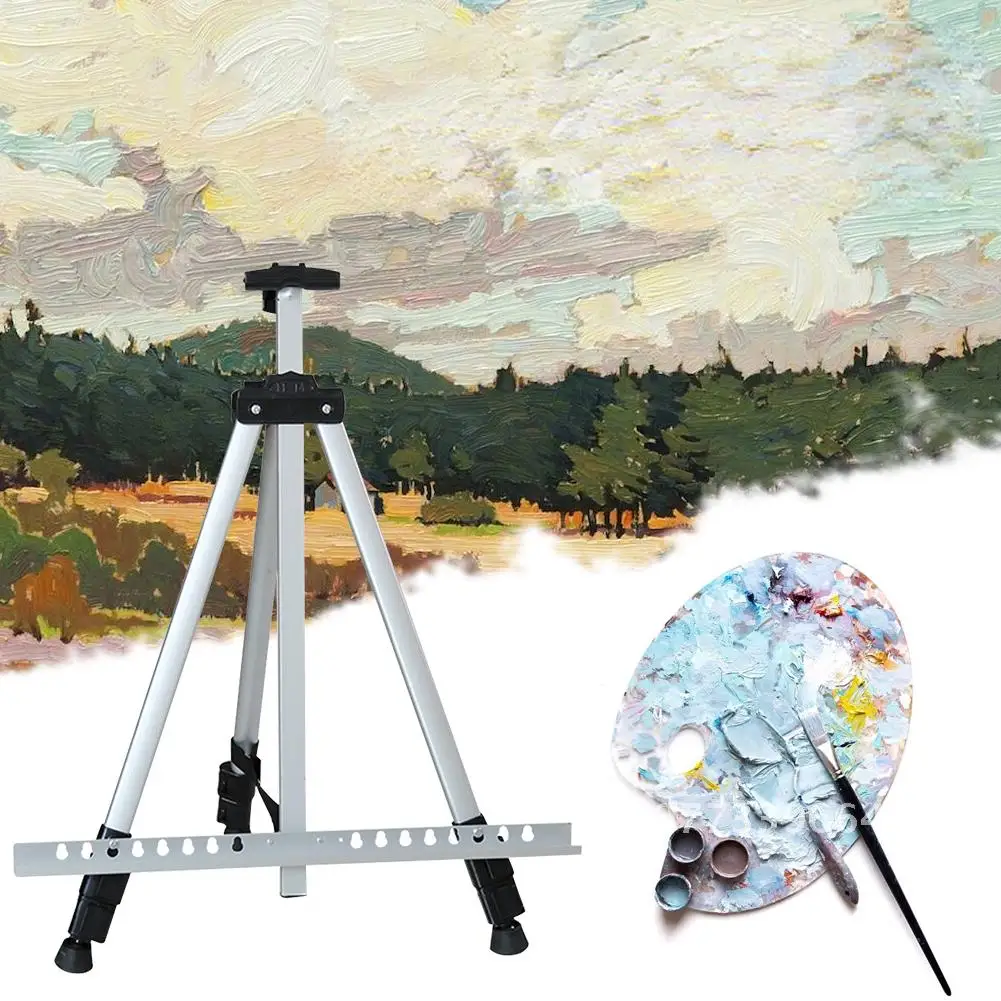 

1.6m Aluminium Alloy Folding Painting Frame Easel Adjustable Tripod Display Shelf Artist Student Portable Outdoor Sketch Holder