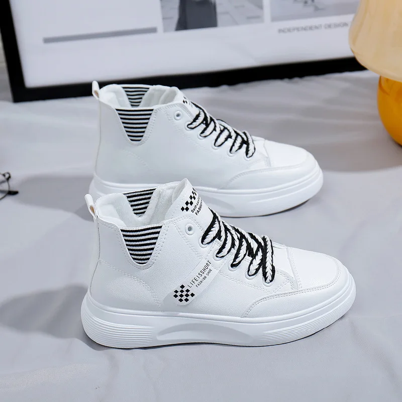 

Кроссовки женские в Корейском стиле, Вулканизированная подошва, плюшевые, повседневная обувь для студентов, Осень-зима