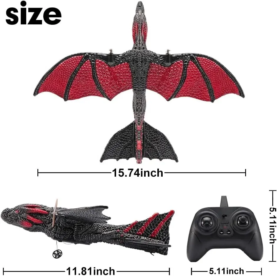 Foam Aircraft Foam Plane RC Plane RC Glider Z60 RC Dinosaur Plane EPP Anti-wear Foam RC Glider 2.4G 2CH Fixed Wingspan Dragon Airplane Gift Toys for Kids