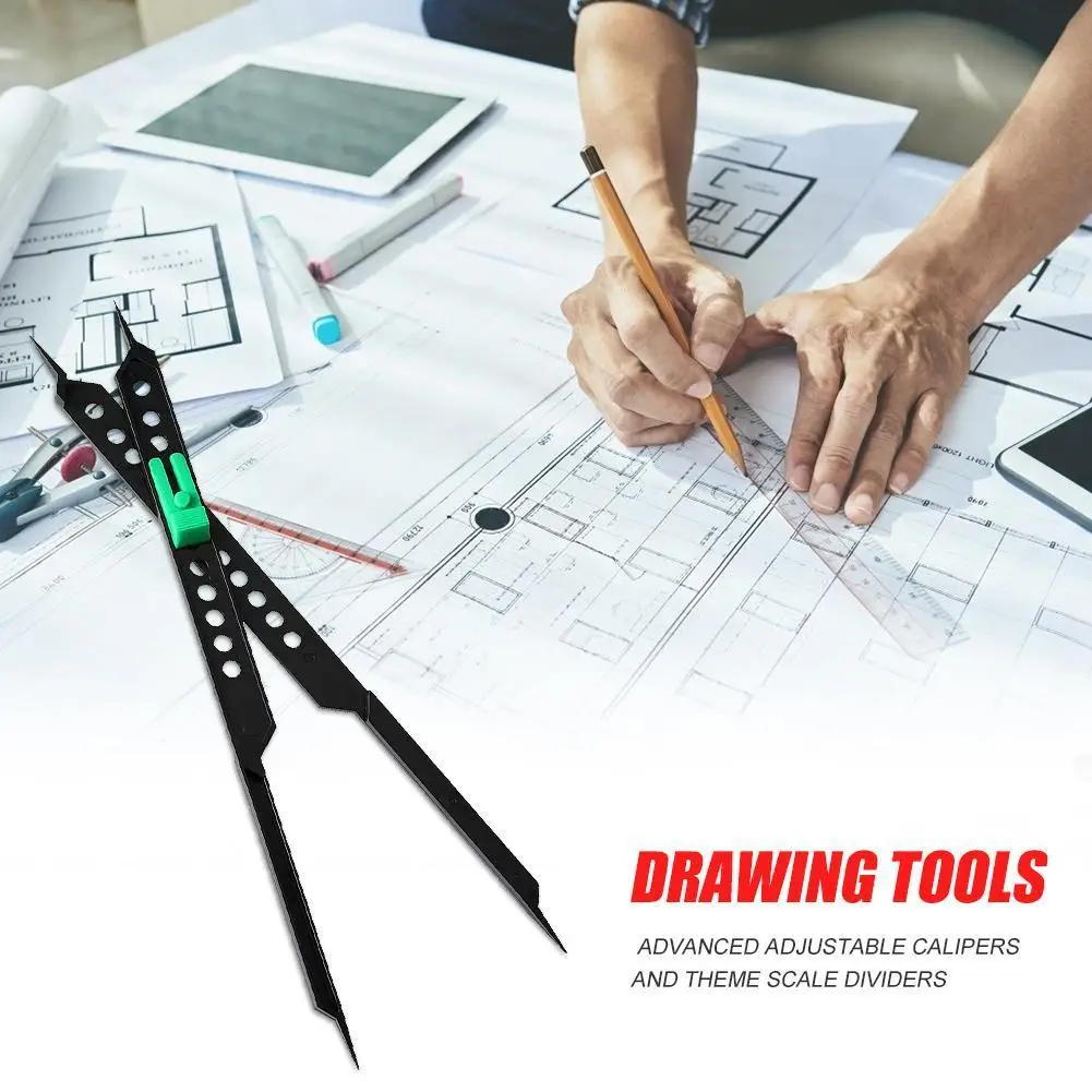 【Trending Now】 25.4cm Scale Divider Drawing Tool Proportional for Artists Adjustable Plastic Drawing Circle Compass Teaching Instrument.