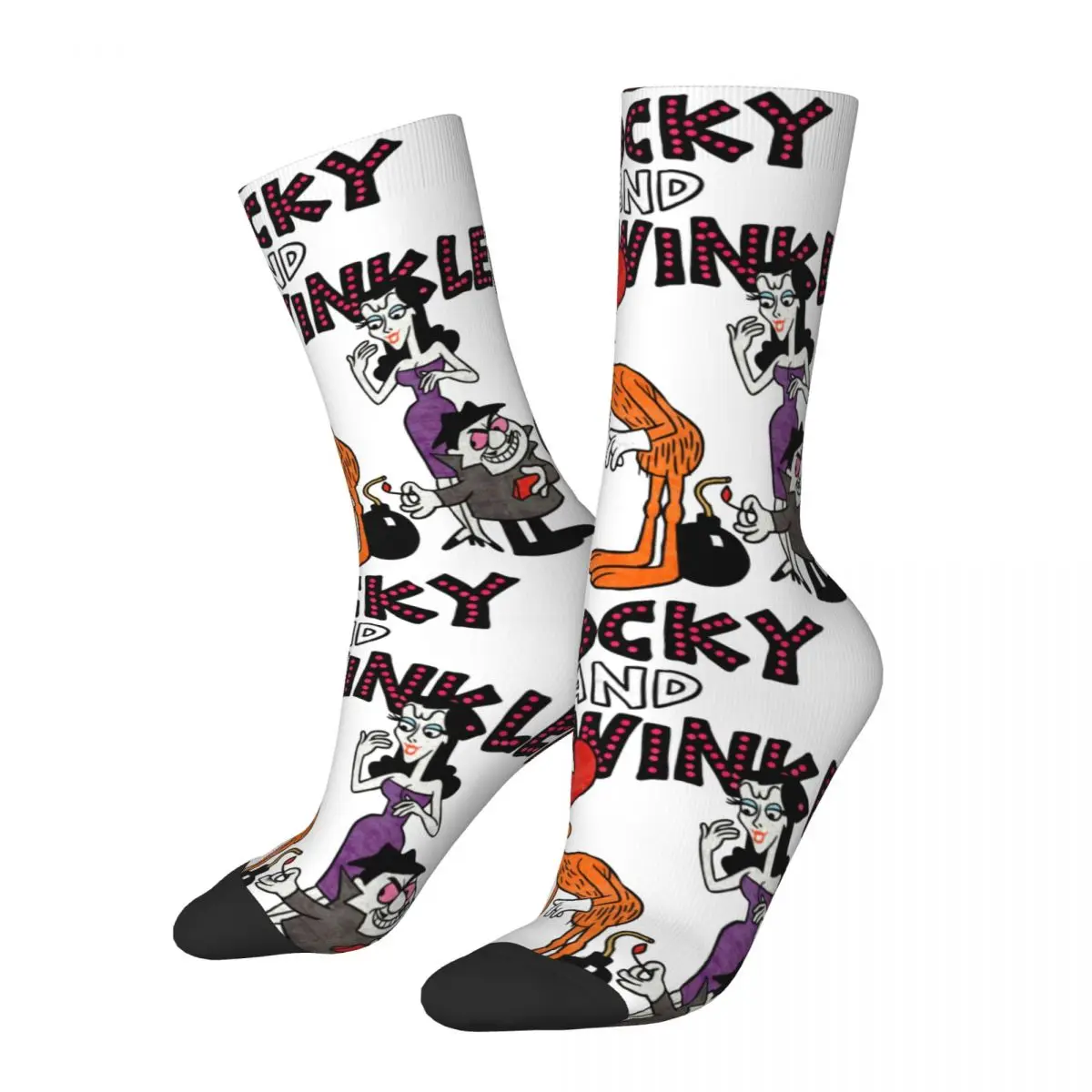 

Забавные сумасшедшие компрессионные карикатуры Джей Уорд Рокки бульвинкл Наташа носки для мужчин в стиле хип-хоп винтажные р-Рокки и бульвинкл с