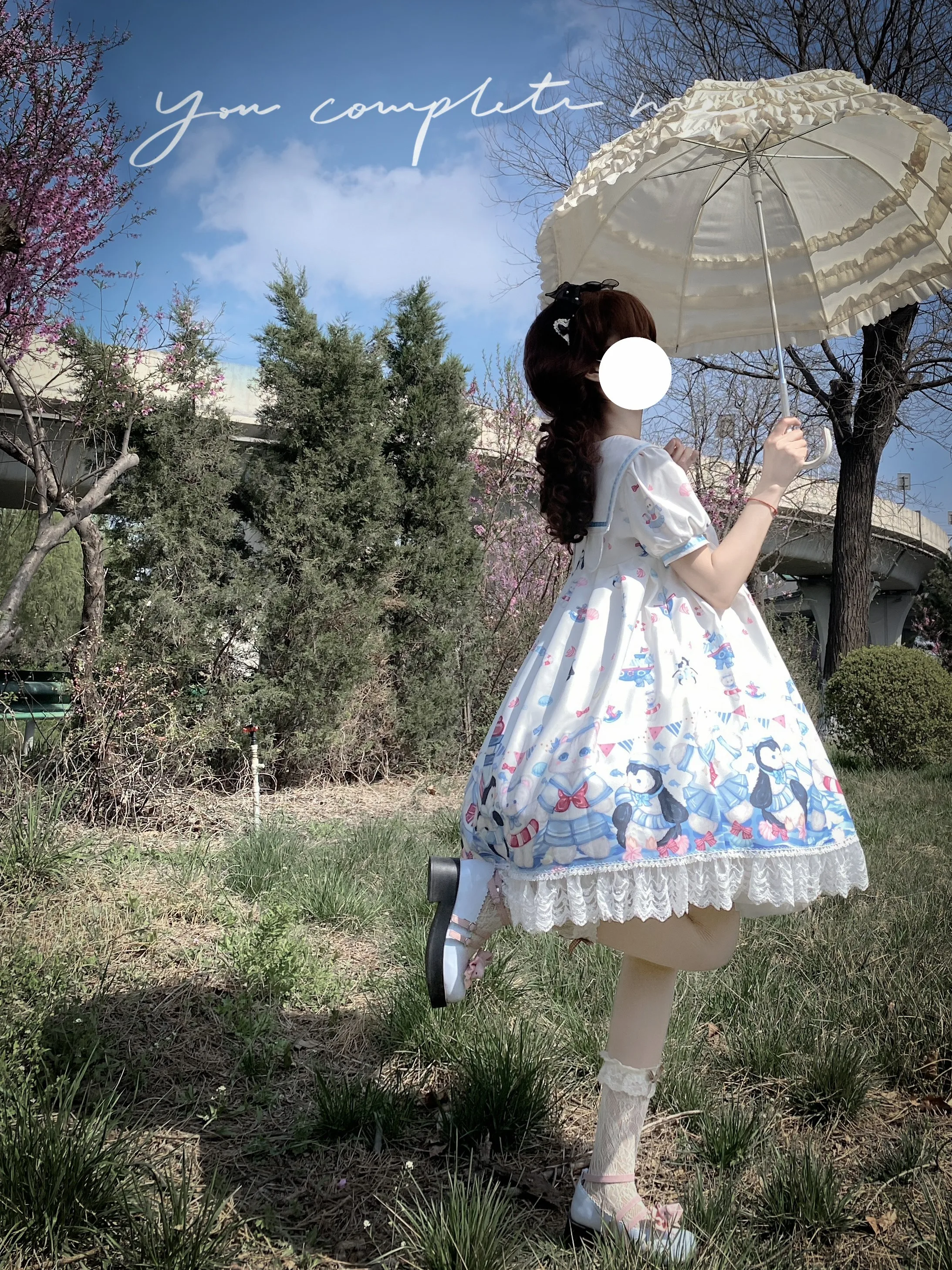 Cat and Penguin Women's Lolita OP Dress Sailor Collar Short