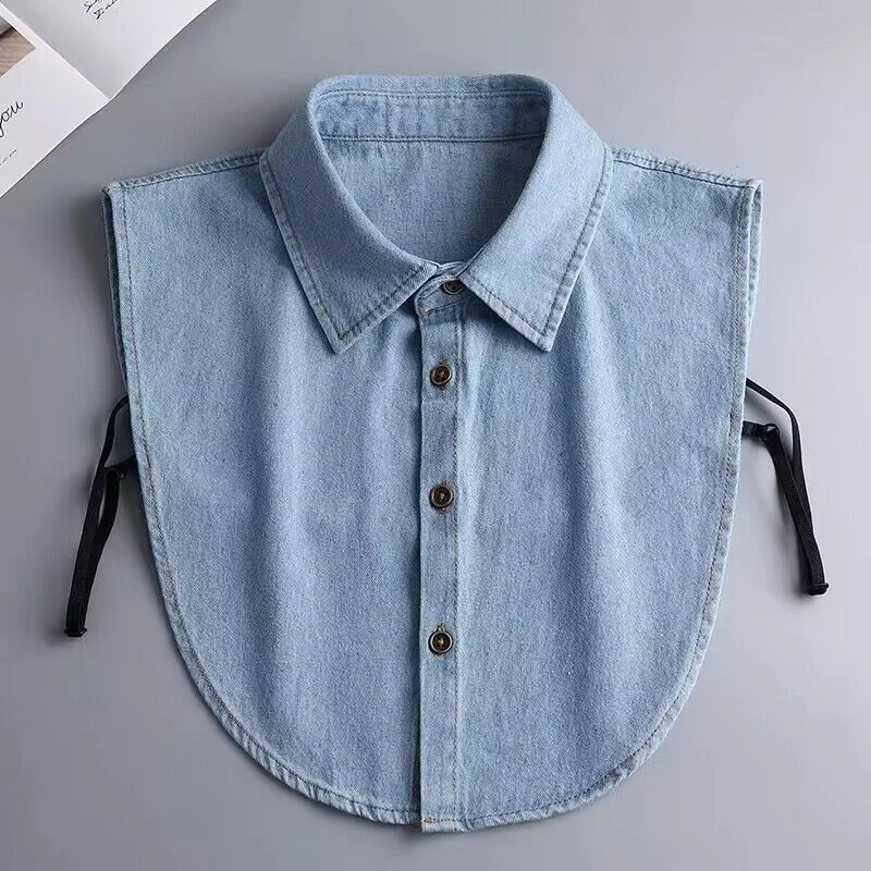 Fake Collar Detachable Collar Shawl Charm Denim Women Ladies False Collar Shirt Half Shirt Detachable Blouse Accessories