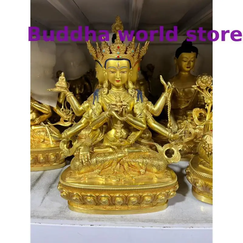 

30cm large Tibet Thailand High quality copper Tantric goddess Namgyalma Three sided buddha Temple Family Effective protection