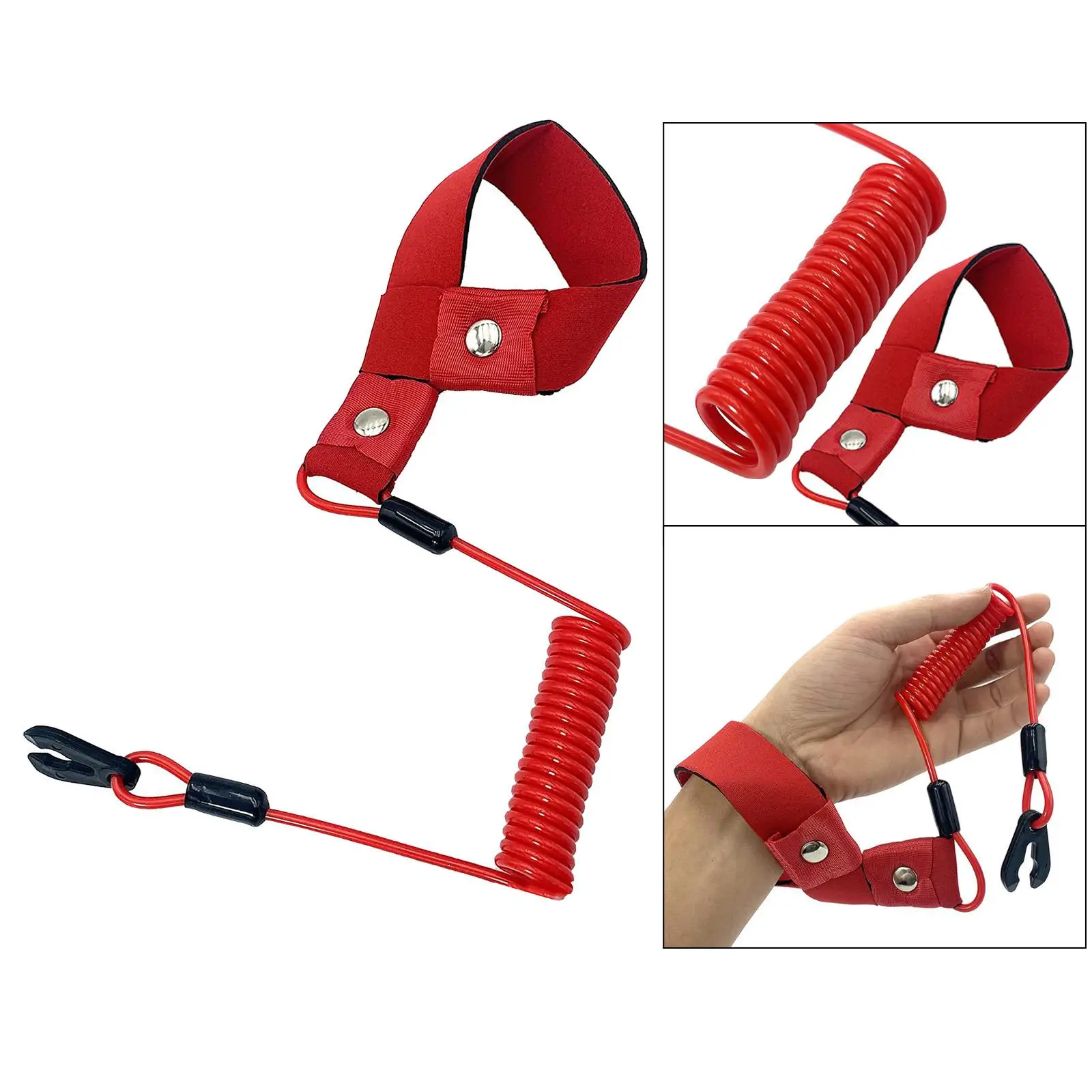 

Red Engine Stop Switch Key Lanyard Cord for Outboard Durable
