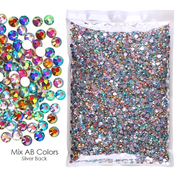 Big Package 2-6mm Mix Sizes Resin Non Hot Fix Rhinestones Bulk Wholesale AB flat back plastic crystals DIY glitters стразы stone SB-Mix AB Colors
