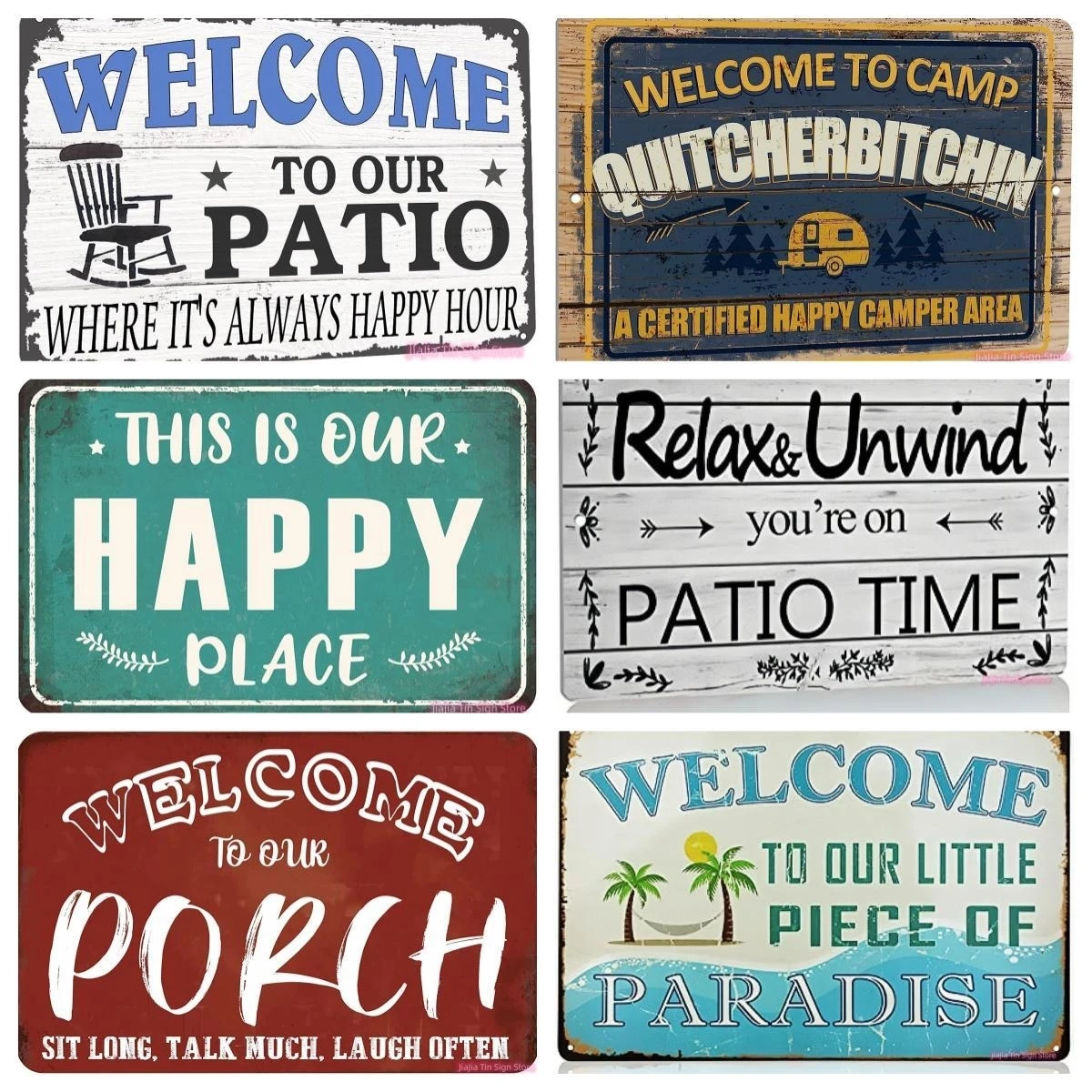 Welcome Friends And Family To Our Backyard Bbq Area Vintage Sign,Rustic Metal Sign For Beach House E Farmhouse Outdoor/Camping