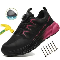 Indestructible Women's Steel Toe Work Safety Shoes Anti-smash Anti-Punctur Breathable Work Factory Shoes Women's Work Shoes