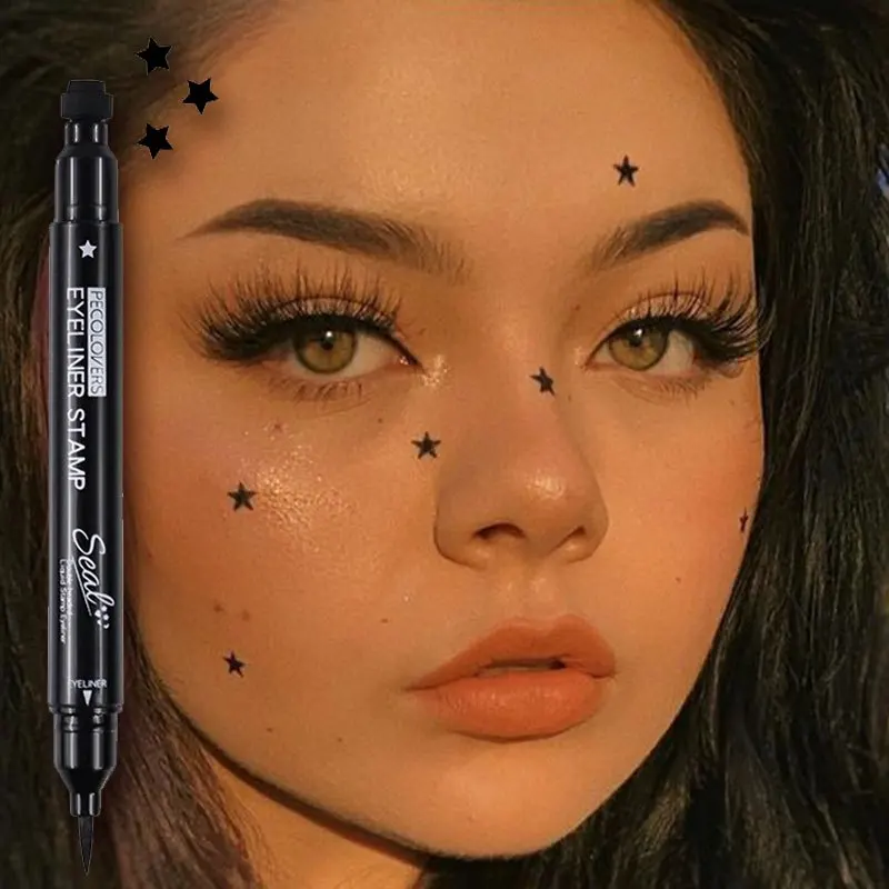 Star Liquid Eyeliner Black Moon Stamp Eyeliner Pencil 2 in 1 Waterproof Long-lasting Easy Applying Eye Eyeliner Pen Makeup_voghion.com