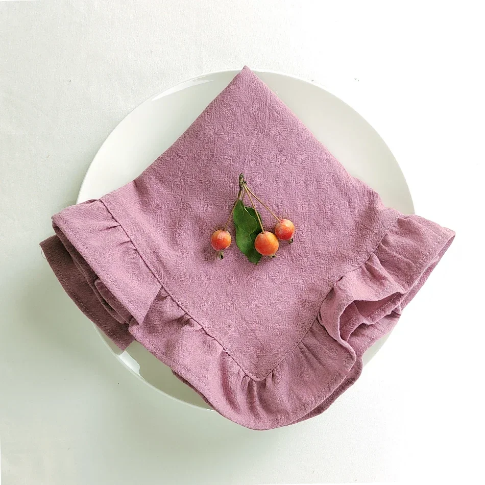 

12pcs 35x50cm Handmade Cloth Napkins Ruffles Soft Cotton for Parties Weddings Dinner Napkins Cloth Decoration Tea Towel Vintage