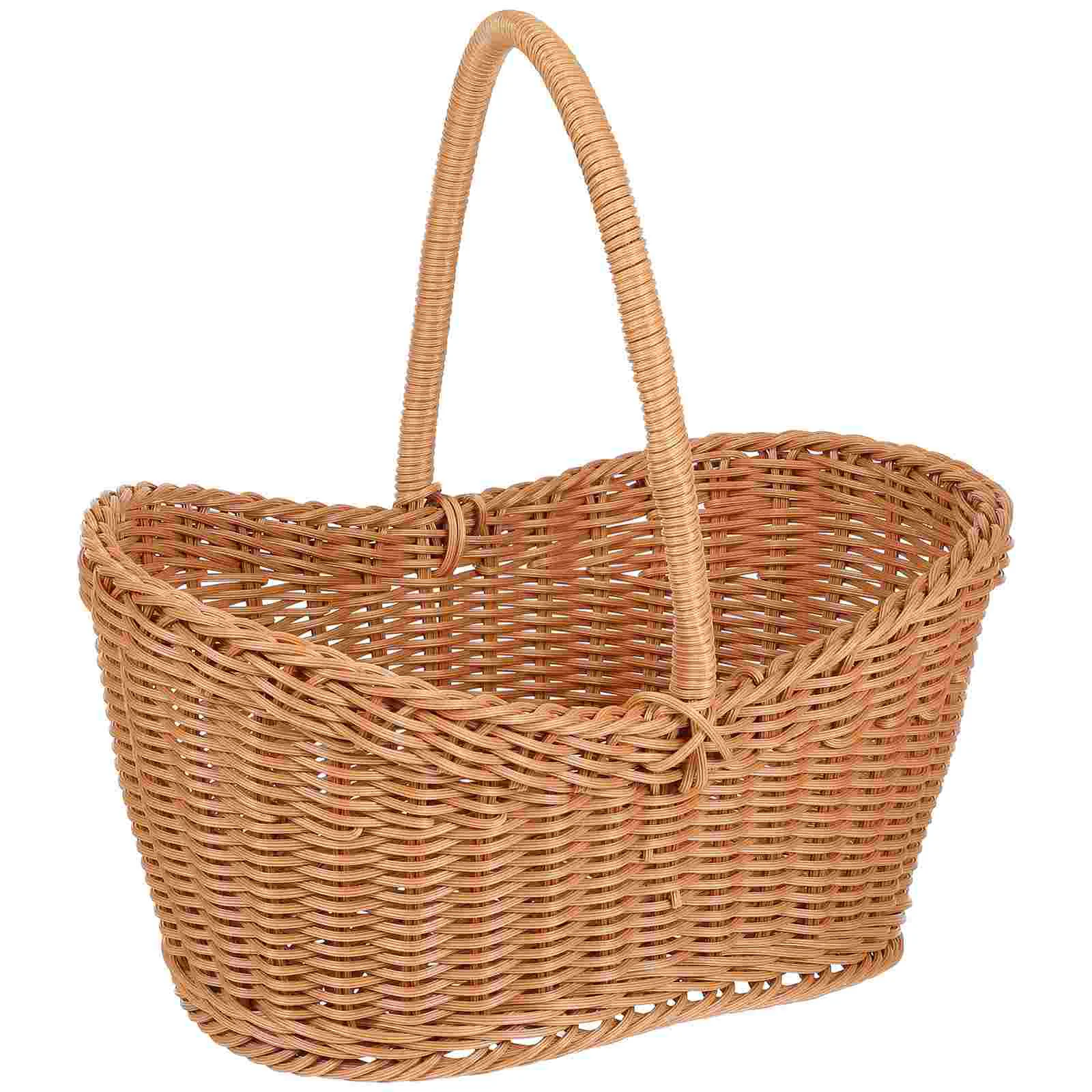 

Rattan Shopping Flower Woven Storage Basket Hamper Flower Fruit Food Holder Plastic Bread Multi-function Storage Serving Woven