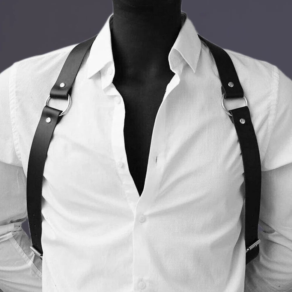 Leather Chest Harness Sexy Women Men Adjustable Leather Body Chest Harness Belt Punk Fancy Costume