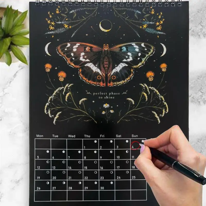 2023-dark-forest-calendar-creative-illustrated-wall-lunar-calendars-waterproof-color-ink-wash-art-astrology-moon-calendar-gift