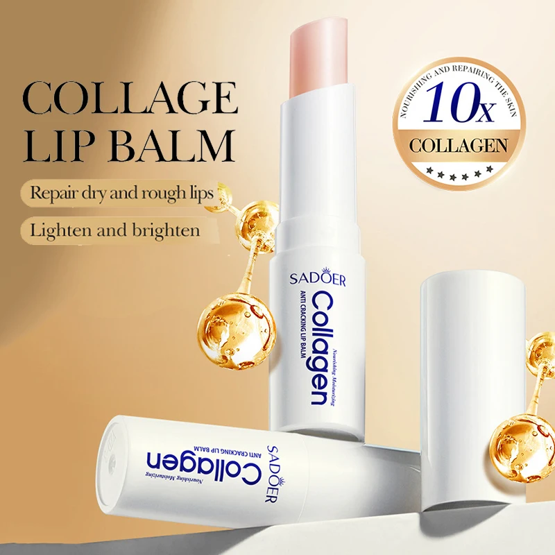 1/2/3pcs SADOER Collagen Lip Balm Moisturizing Anti Wrinkles Anti-aging Nourishing Hydrating Lipstick Lips Skin Care Products