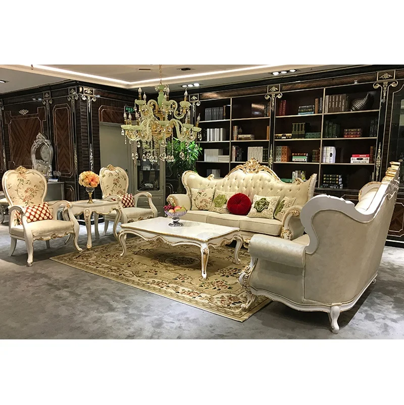 

European neoclassical sofa luxury large family fabric removable and washable 123 combination living room packaged solid wood fur