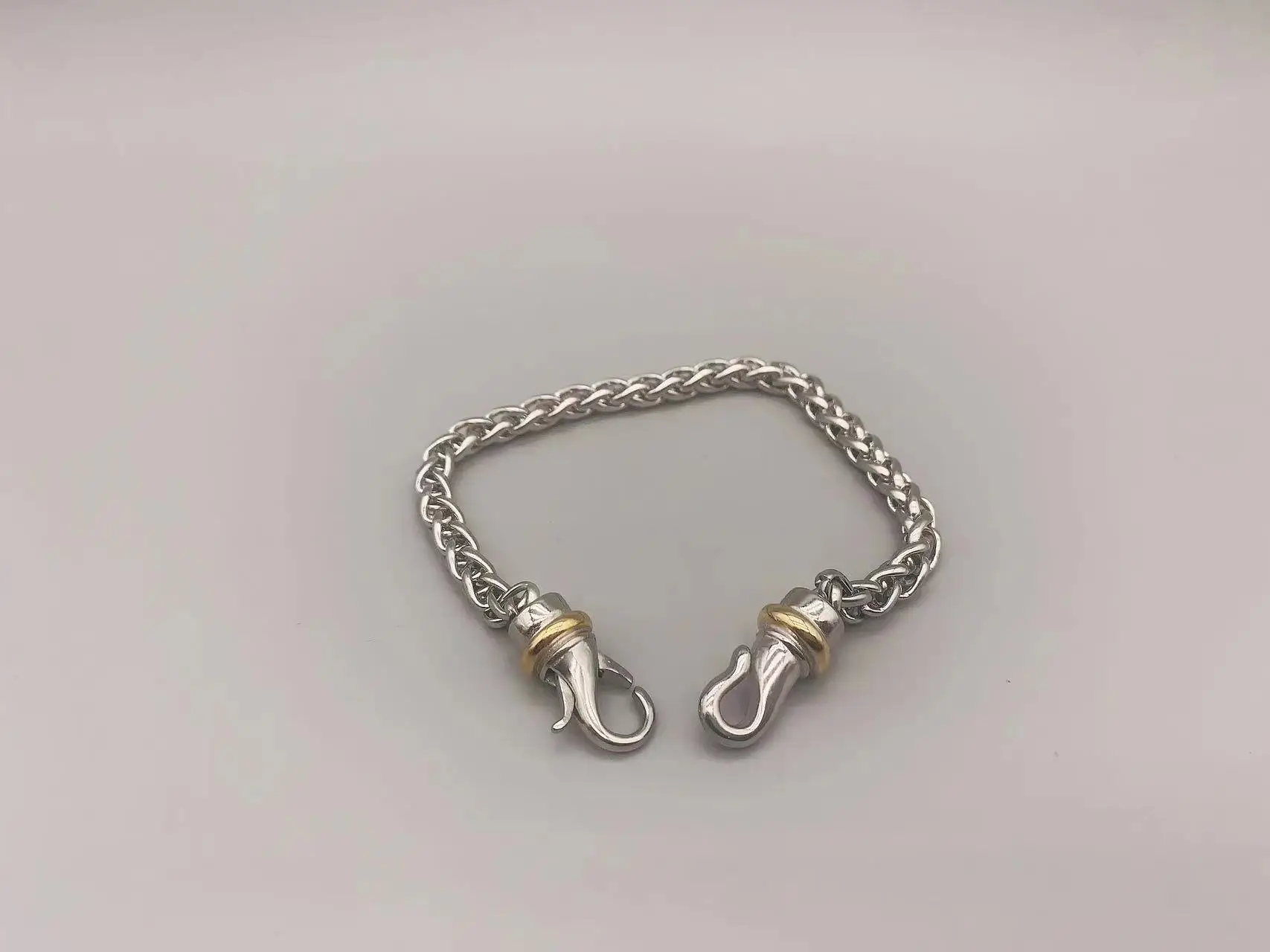 Le Han Jewelry Silver Twist Chain Men Bracelet With Lobster Clasp
