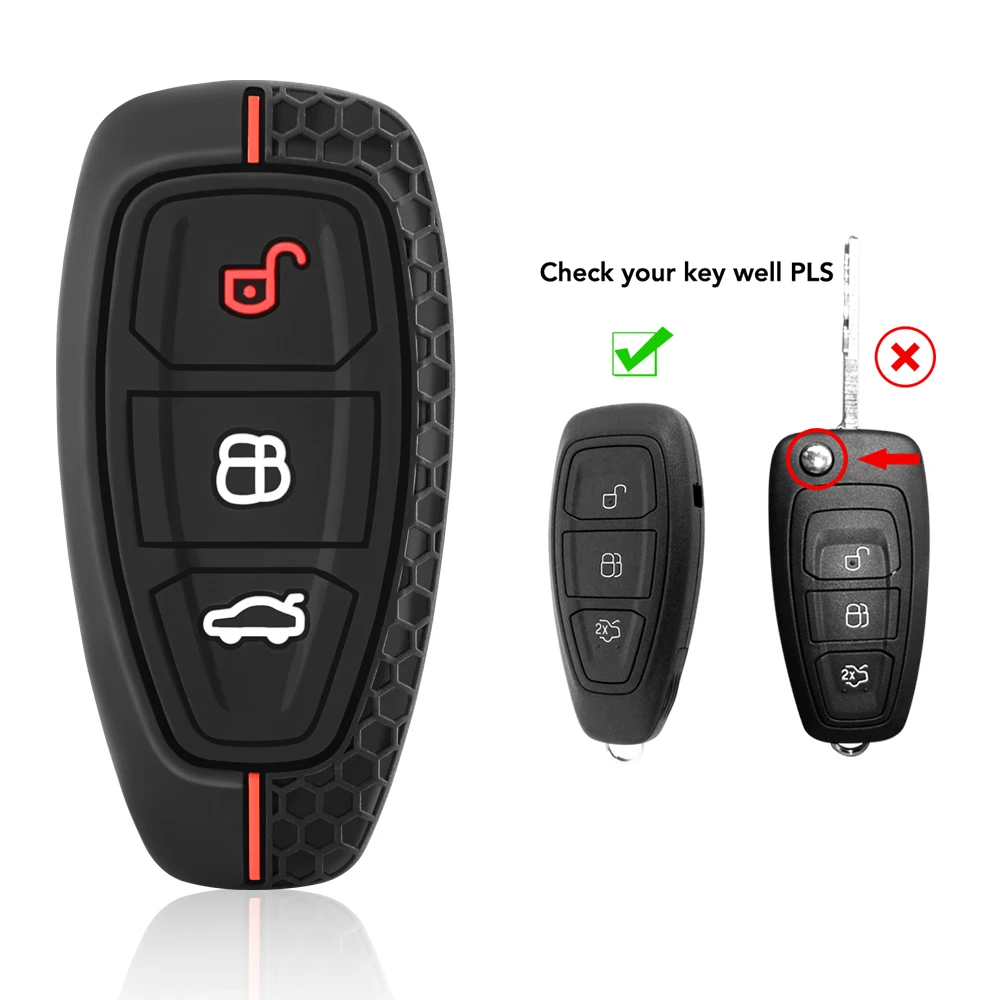 3 Button Key Cover for Ford Transit Custom Mondeo Fiesta Kuga ST Line MK3 Focus 3 Station Wagon Ecosport, key case cover, key case