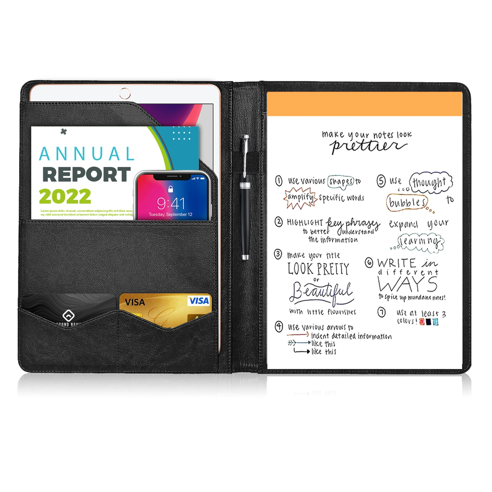 Multifunctional A4 Conference Folder Business Stationery Folder Leather