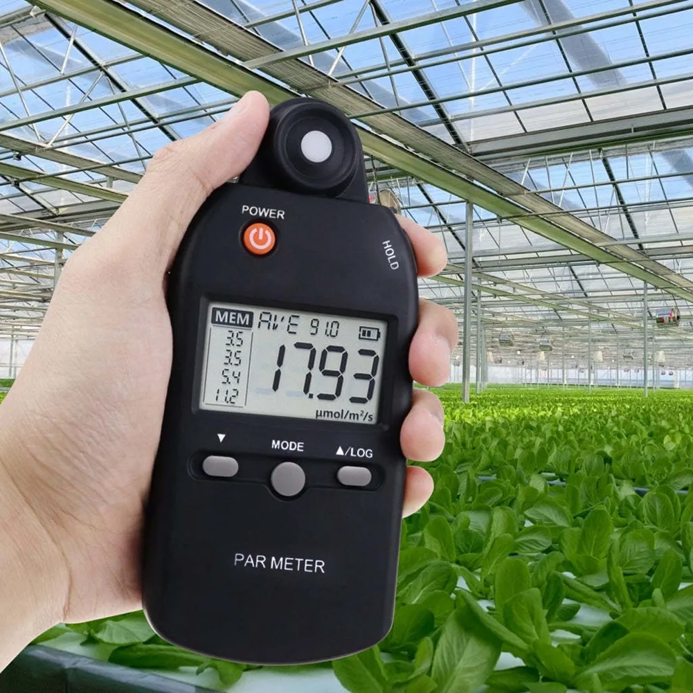 PAR Meter Illuminance Meter PPFD Quantum Sensor Full-Spectrum Record Function Indoor Outdoor Plant Light Meter 6