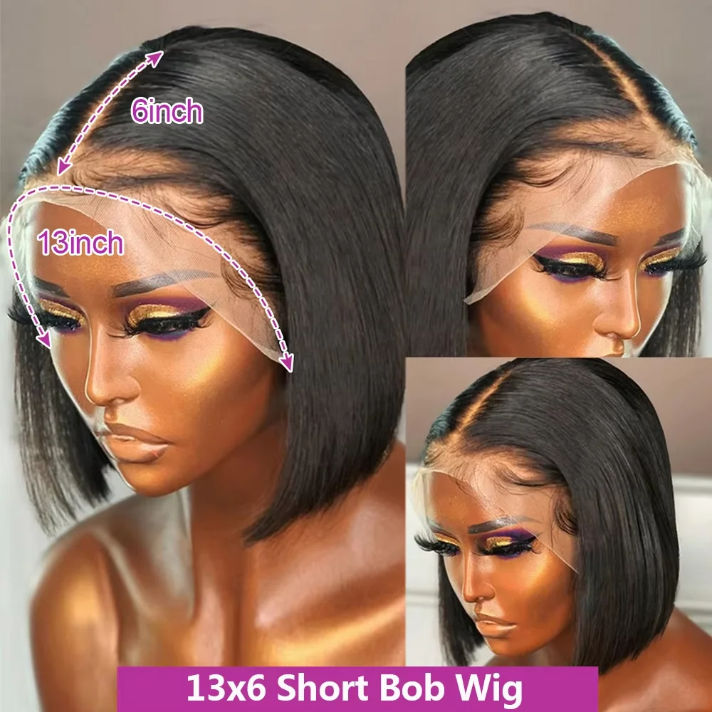 Leimlose gerade Echthaar-Perücke, 13 x 6, 13 x 4 HD-Spitze-Frontal-Perücke, Bob-Perücken, 7 x 5 Spitzenfront-Echthaar-Perücken für Frauen, vorgeschnitten, kein Kleber – Detail 1