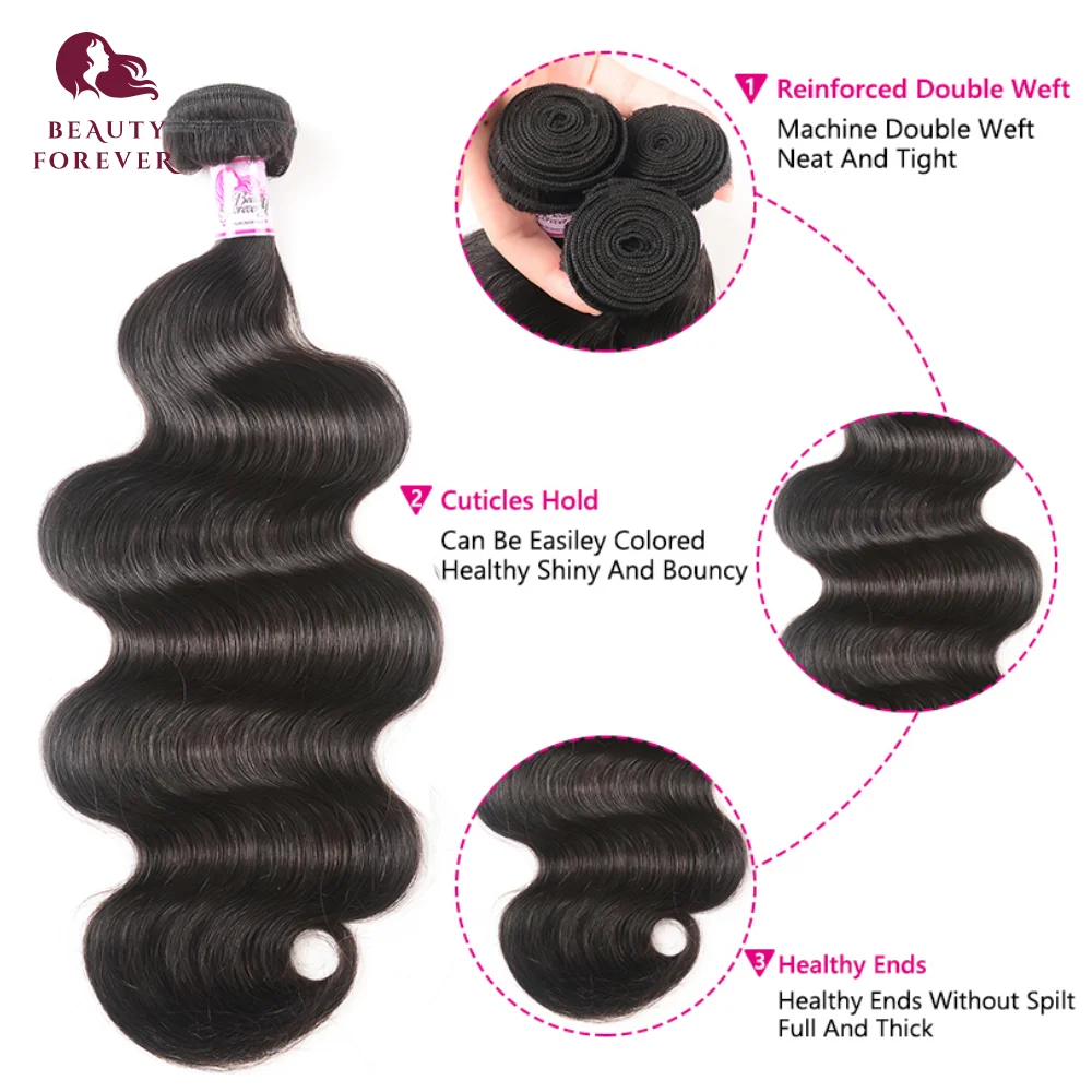 Beauty Forever Grade 12A Raw Human Hair Bundles Brazilian Body Wave Virgin Hair Weaving US WAREHOUSE