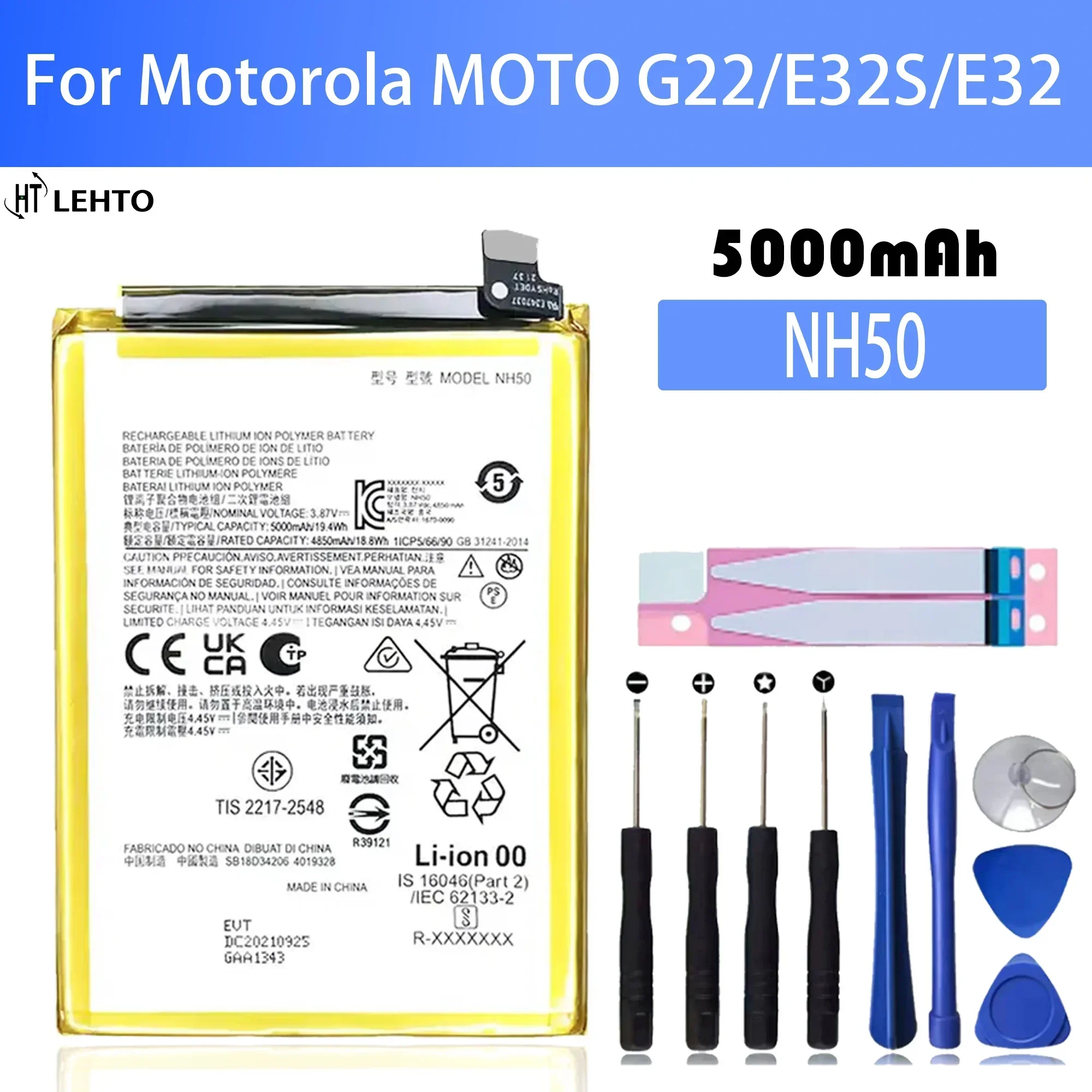 

NH50 Original Battery For Moto G22 XT2231(2022) E13 XT2345(2023) G 5G 2023 E32S G13 XT2331-2(2023) 5000mAh + Free Tools