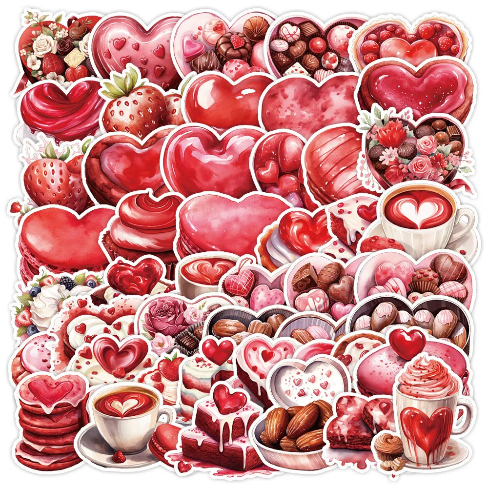 

10/30/50pcs Valentine's Day Chocolate Cake Stickers Aesthetic Love Heart Cartoon Decoration Decals DIY Graffiti Gift Phone Diary