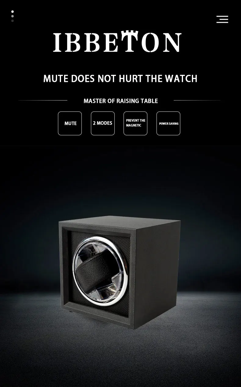 Matte black automatic watch winder box with Mabuchi motor and single-slot design