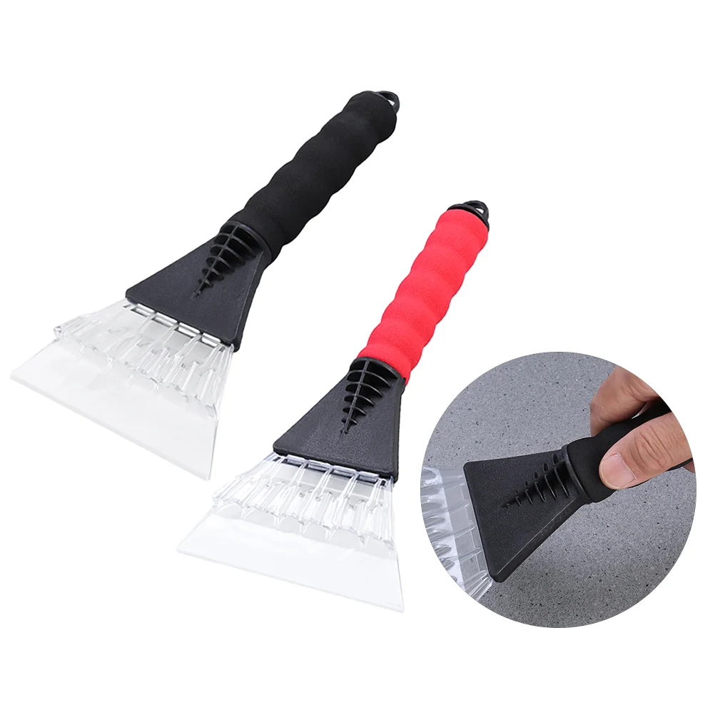 

2PCS Snow Scraper Cleaner Stainless Steel For Windshield With Rubber Sleeve, Black+ Red