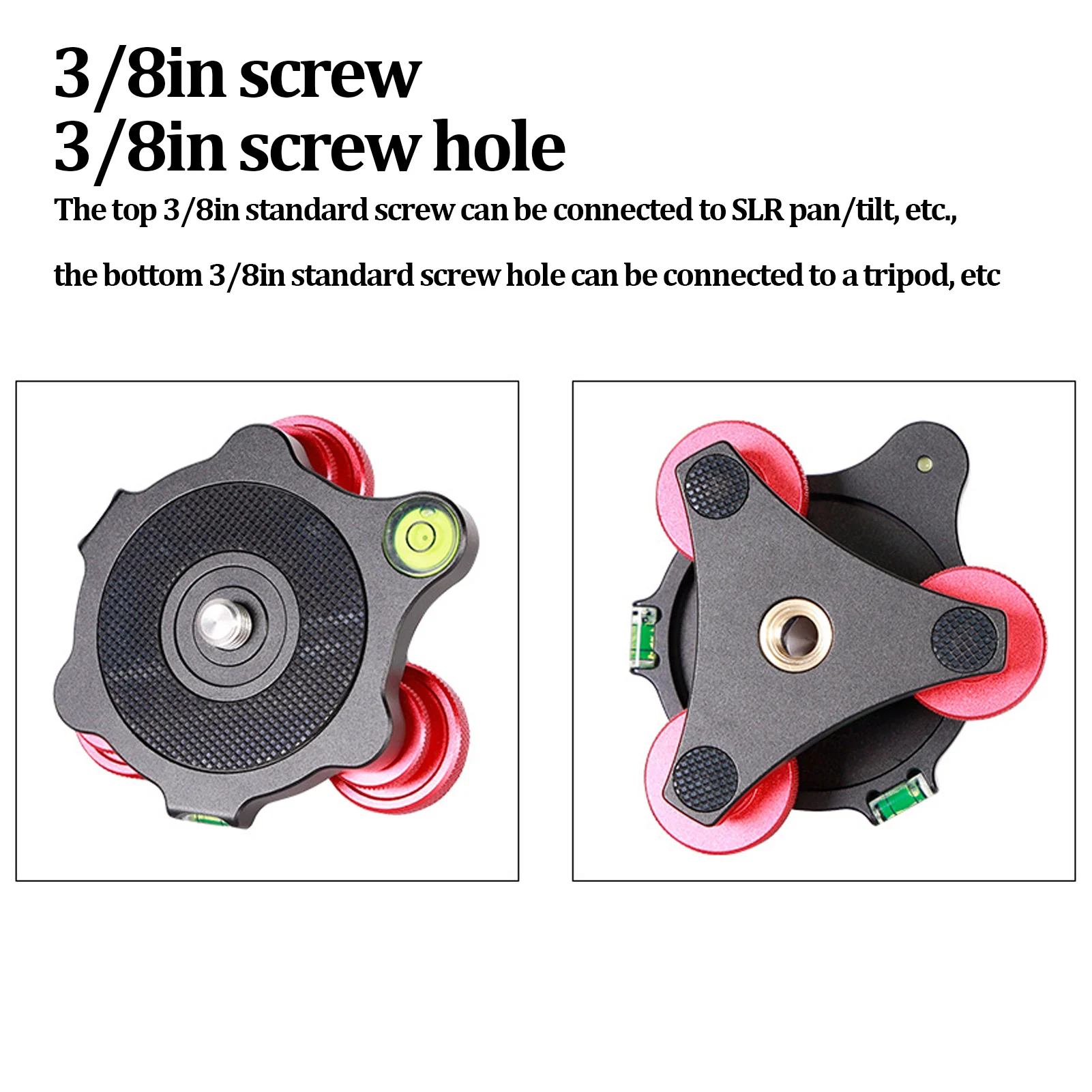 LP-64 카메라 삼각대 레벨링 베이스 LP-64 카메라 삼각대 볼 헤드 레벨링 베이스 알루미늄 삼중 휠 레벨러 버블 레벨 -Freehip.co.kr