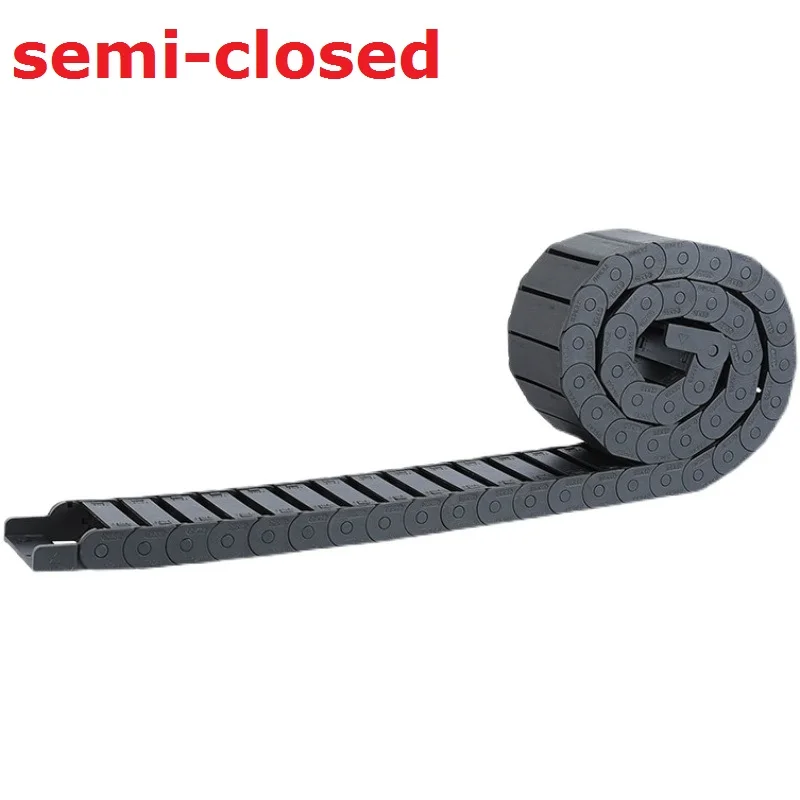 Semi-Closed Black Nylon Cable Drag Chain 15x15 15X20 18x18 18x25 Transmission Chains Plastic Towline Wire Carrier Drag Chain