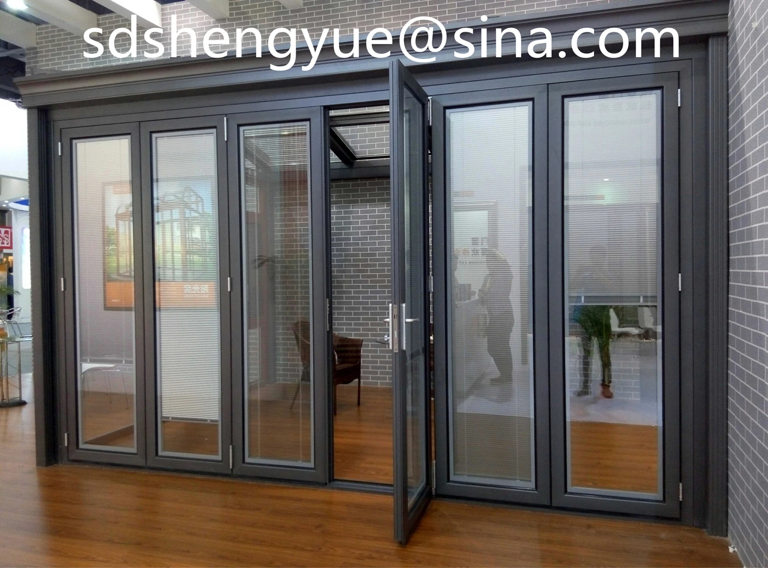 12*8 Aluminum double pane exterior bifold doors interior partition patio glass door bi fold accordion door sliding folding