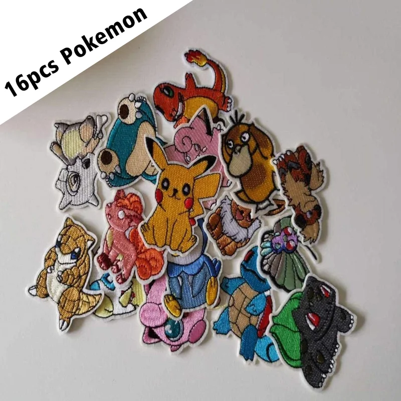 16pcs Pokemon Game Embroidered Patch on Clothes Anime Fusible Patches  Stickers Anime Garment Pants DIY Sewing Applique Decor - AliExpress