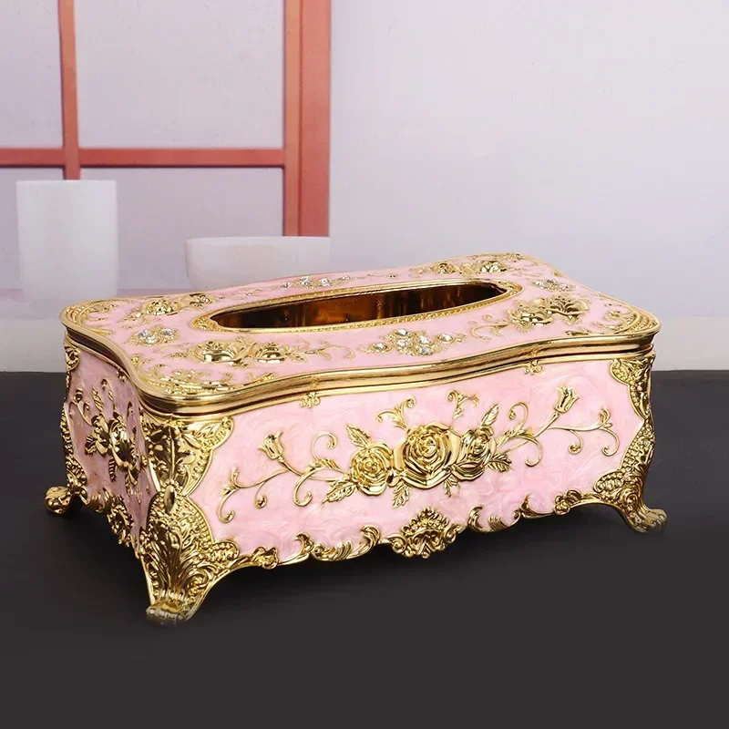 Romantic Flower Rose Figure Enamel Napkin Holder Wedding Luxury Tissue Box Decorative Container Acrylic Napkin Holder Household 2