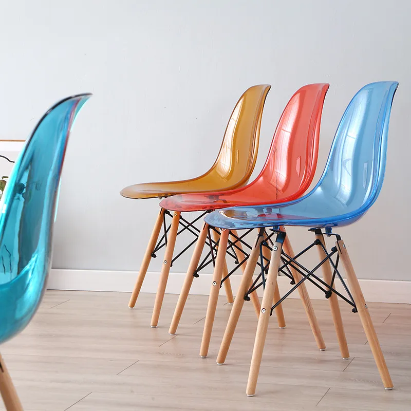 아크릴 쉘 라운지 다이닝 체어 홈 백 스툴, 심플한 모던 레저 럭셔리 싱글 플라스틱 의자, 투명 플라스틱 스툴 