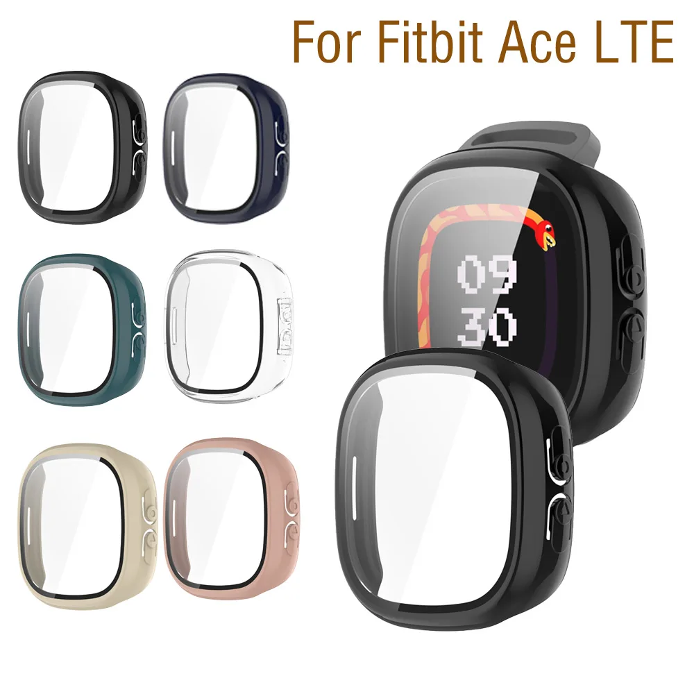 For Fitbit Ace LTE PC Tempered glass Protective Case Anti-fall Scratch proof Watch Case Watch Band Replacement Accessories