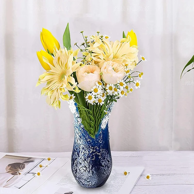 Sea Wave Vase, Wavy Vase Resin Blue Wavy Vase For Office Living Room Decorations Coffee Shop Decor 30Cm 5