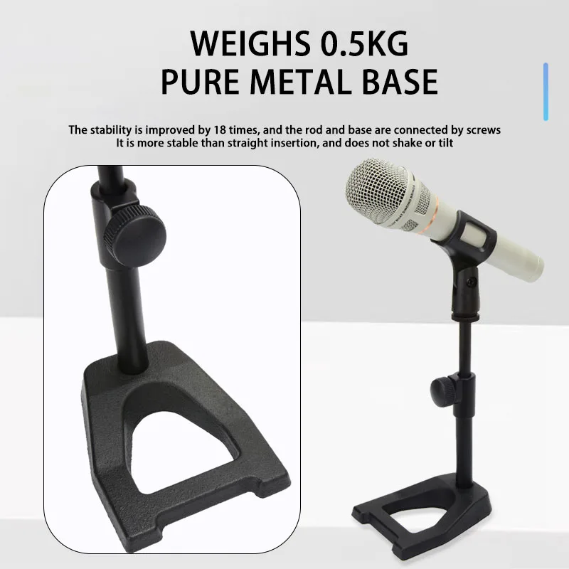 Desktop microphone stand adjustable 3/8-inch screw retractable microphone stand, for live singing、 entertainment live streaming