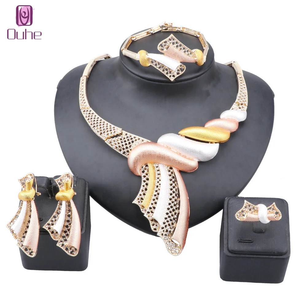 Jewellery Set Earring Ring Jewelry Set Luxury Dubai Gold Color