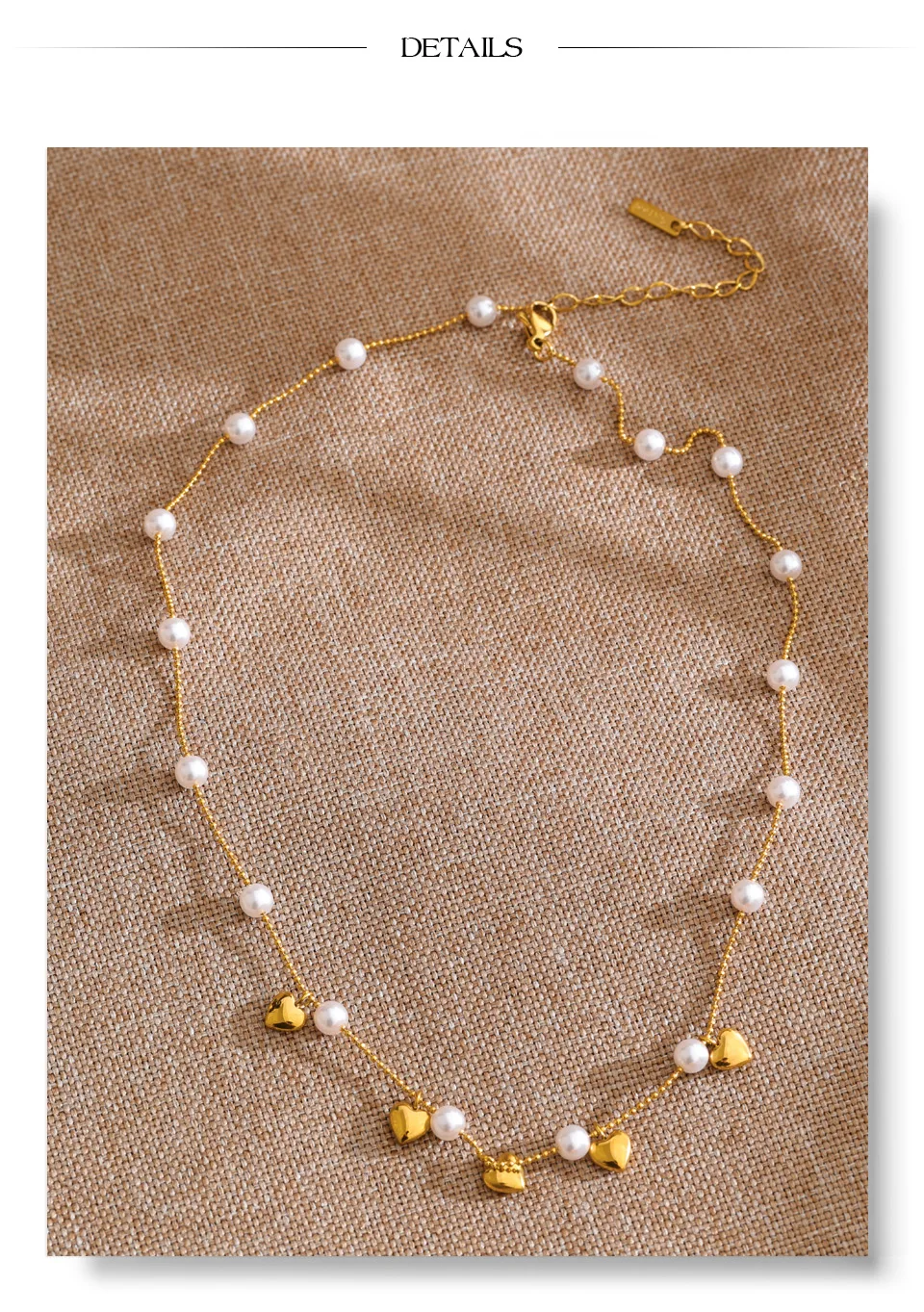 Yhpup Halskette im koreanischen Stil mit simulierten Perlen, Kette mit Herzanhänger für Damen, modische Neuheiten, schicker Halsschmuck, Gala-Geschenk – Detail 10
