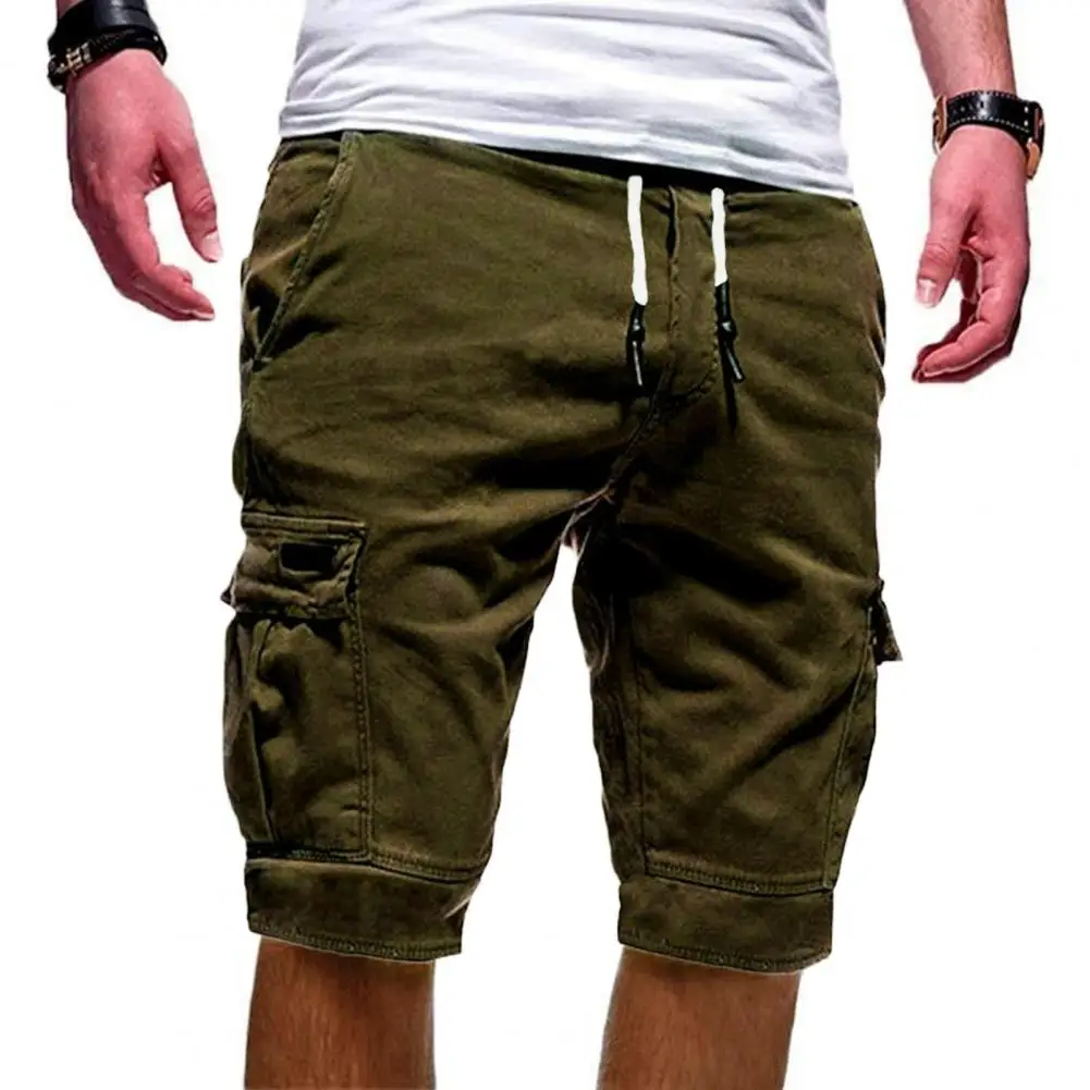 2025 Men Outdoor Cargo Shorts Solid Color Multi Pockets Men Loose Drawstring Shorts For Jogging Summer Short Casual Pants 2