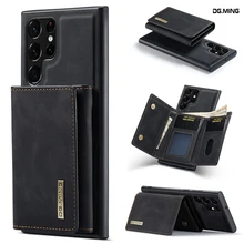 DG.MING Detachable Leather Wallet Case Strong Magnet with Protecting Back Cover for Samsung S22 S21 S20 Ultra Plus Note 20 Ultra