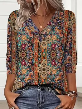 Elegant Casual Woman T-Shirt Fashion Loose T-Shirt Woman Temperament Long sleeve T-Shirt Holiday Weekend 1