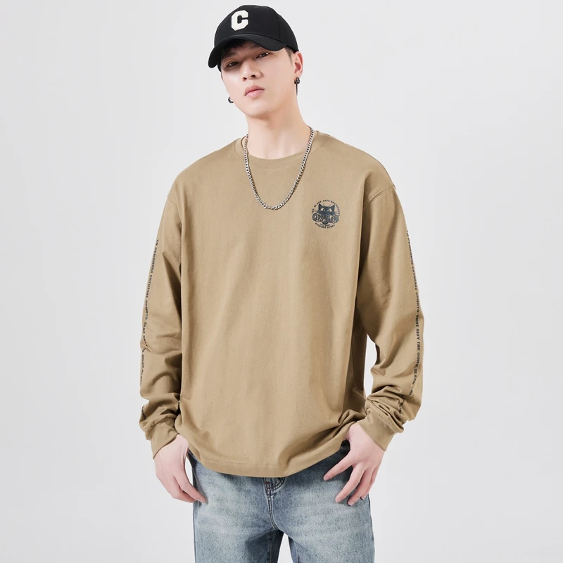 

Men's Solid Color T-shirt Multi-Color Washing Knitted T-shirt Male Autumn Winter T-shirt Cotton Long Sleeve Top SD0051