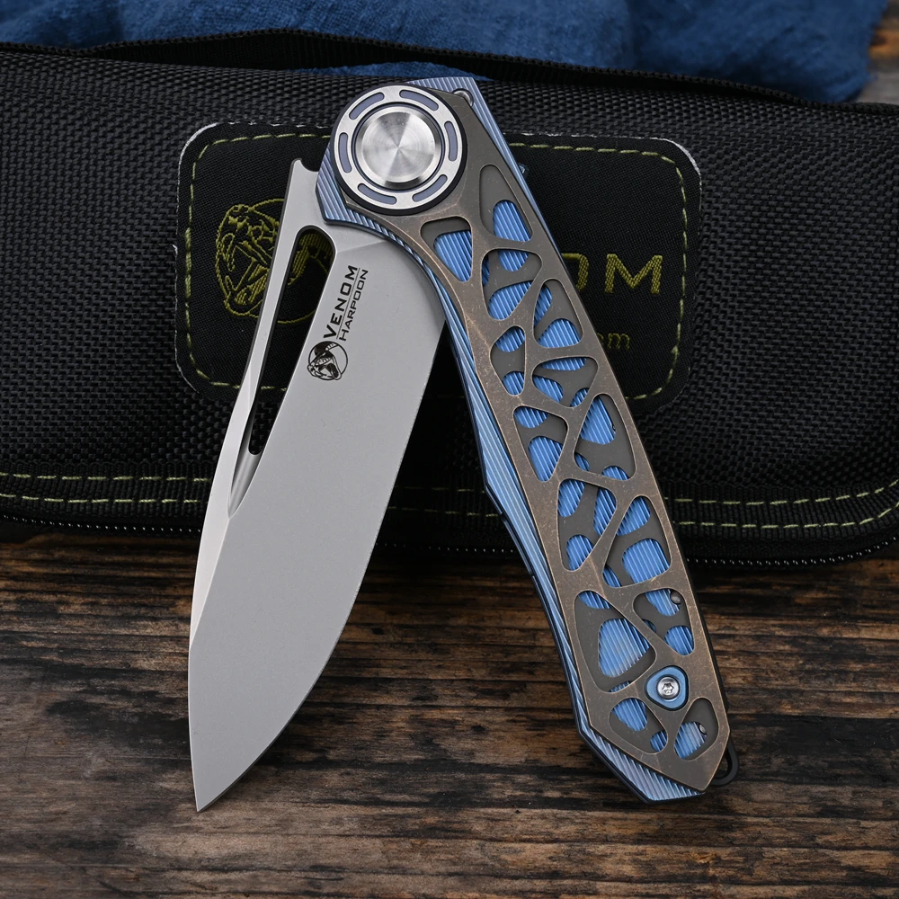 

Kevin John VENOM Harpoon TC4 Handle M390 Blade Outdoor Folding Knives Zirconium Alloy Navaja Flipper Zero Knife for Men EDC Tool