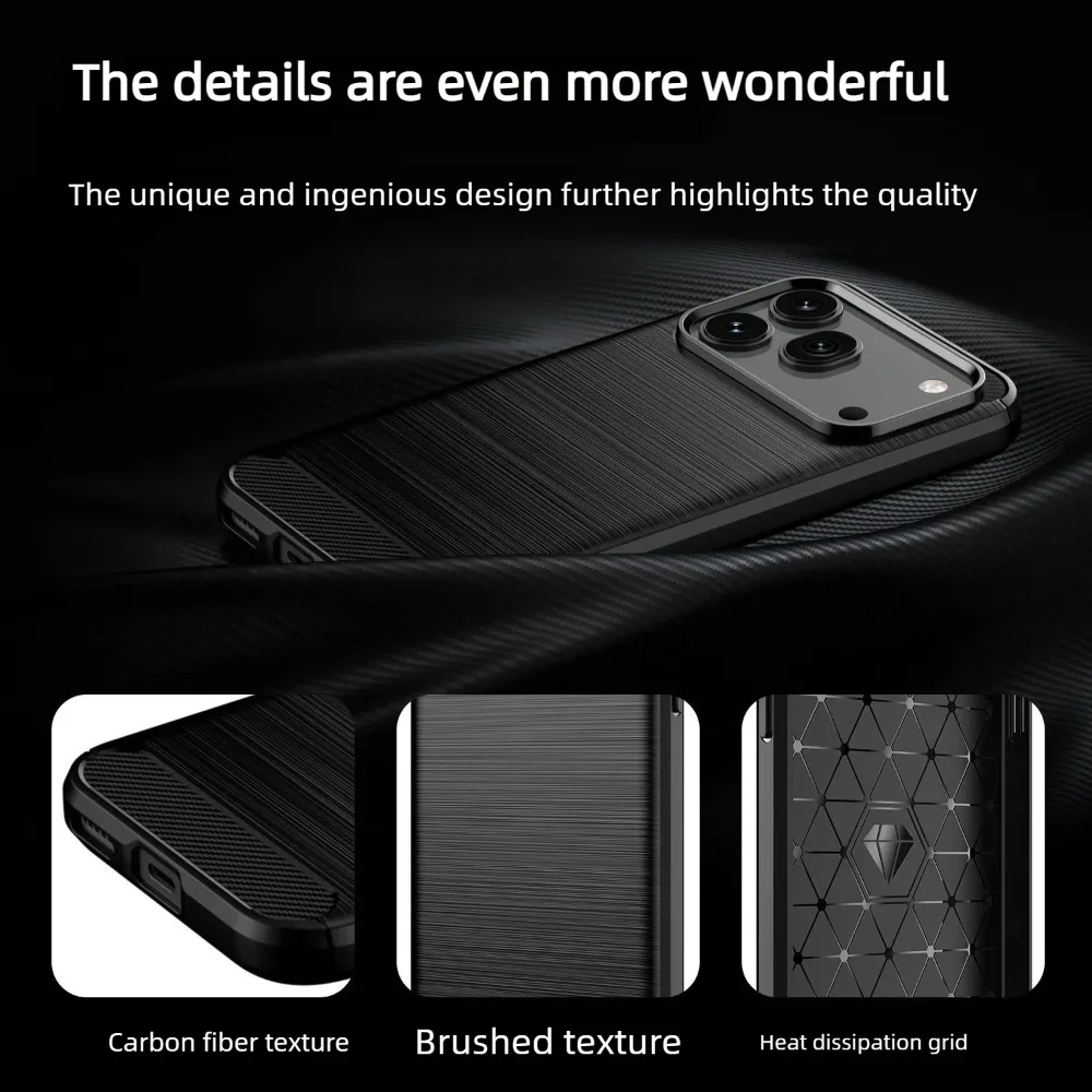 Premium Brushed Carbon Fiber Pattern TPU Soft Case - Slim Protective Cover