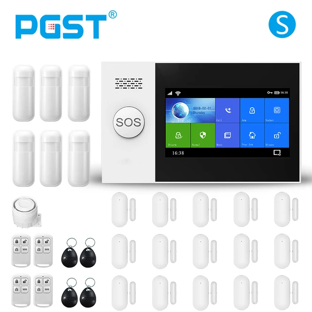 PGST PG-107 Tuya Wireless Home WIFI GSM Home Security With Motion Detector Sensor Burglar Alarm System APP Control Support Alexa S.