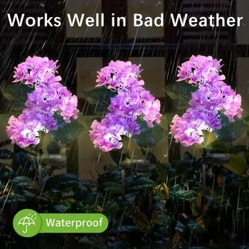 3Head Hydrangea Rose Flower Solar Led Light Outdoor Garden Lawn Lamps For Garden Vegetable Patch Patio Country House Decoration 4
